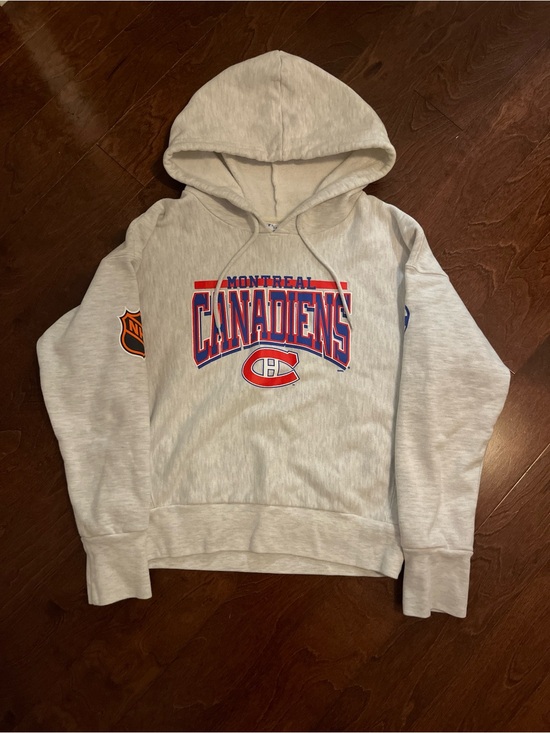NHL Tops - NHL Montreal Canadiens Light Gray Hoodie with Red & Blue Logo